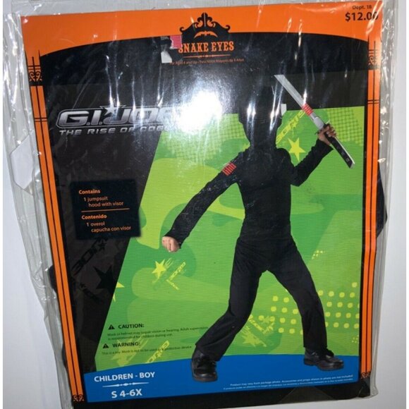 GI Joe Snake Eyes Halloween Costume (black) New in Package--Size Boys 4-6X - Picture 1 of 5